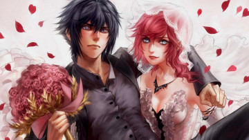 Картинка аниме final+fantasy арт букет девушка парень