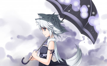 Картинка аниме животные +существа фон девушка взгляд