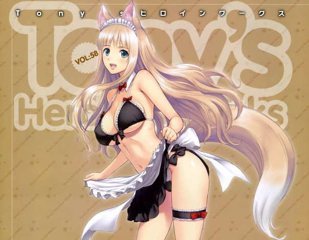 Обои картинки фото аниме, животные,  существа, девушка