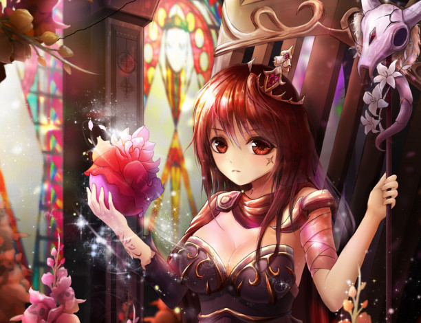 Обои картинки фото аниме, магия,  колдовство,  halloween, девочка