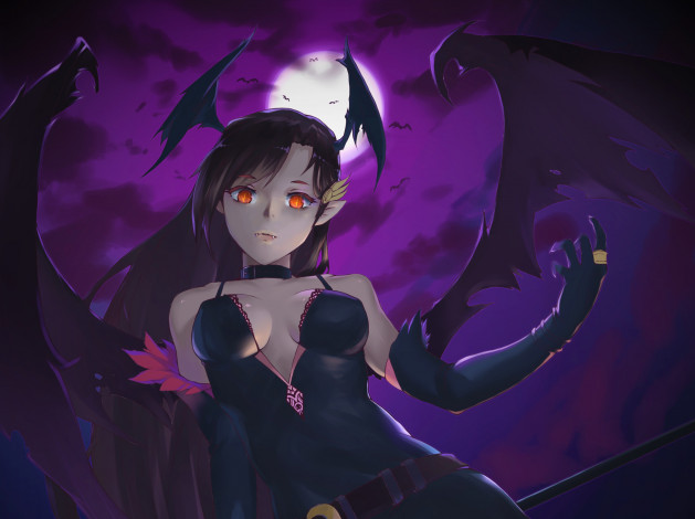 Обои картинки фото аниме, touhou, девушка, ночь