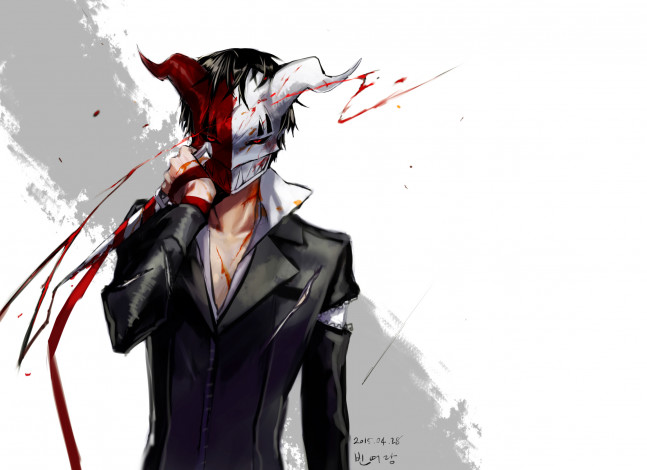 Обои картинки фото аниме, hero warz, hero, warz, парень, игра, маска