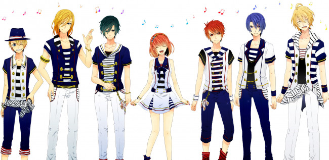 Обои картинки фото аниме, uta no prince-sama, девочка, мальчики