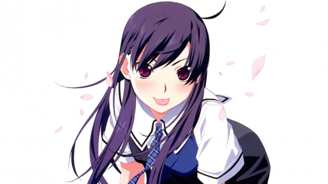 Обои картинки фото аниме, grisaia no kajitsu, девушка, взгляд, фон