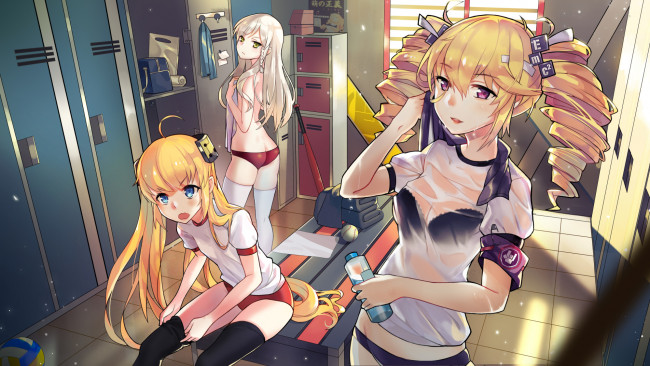 Обои картинки фото аниме, unknown,  другое, девушки, раздевалка
