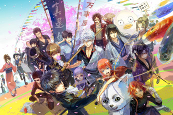 Картинка аниме gintama japanese shinobi anime shinsengumi gintoki manga alien assassin ninja kunoichi kimono samurai dog