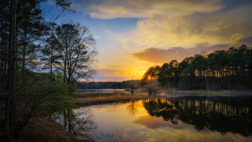 Картинка природа восходы закаты река лес