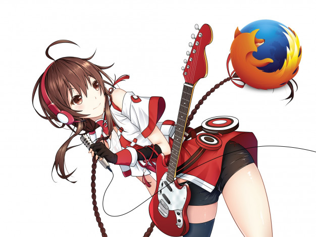 Обои картинки фото компьютеры, mozilla firefox, фон, логотип, взгляд, девушка