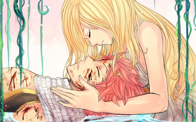 Обои картинки фото аниме, fairy tail, пара