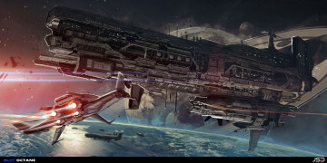 Картинка фэнтези космические+корабли +звездолеты +станции solitary tower деревья скалы строение julian calle горы водопад