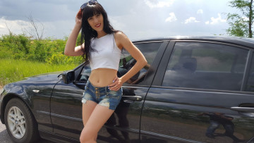 обоя автомобили, -авто с девушками, девушки, авто