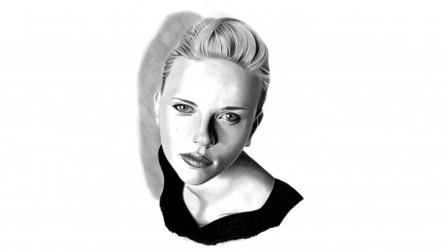Обои картинки фото scarlett johansson, рисованное, люди, портрет, взгляд, фон, девушка