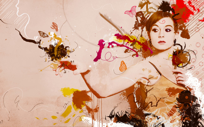 Обои картинки фото рисованное, люди, фон, девушка