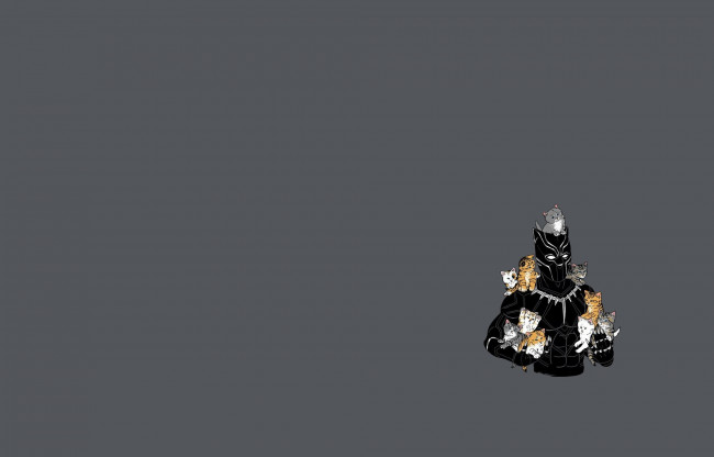 Обои картинки фото рисованное, минимализм, комикс, черная, пантера, арт, marvel, котята, art, герой, кошки, black, panther, доспех