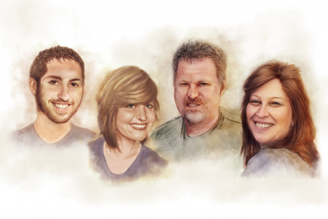 Обои картинки фото рисованное, люди, взгляд, фон, женщины, мужчины, улыбка