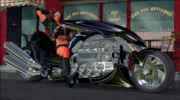 Картинка 3д+графика люди-авто мото+ people-+car+ +moto фон взгляд девушка