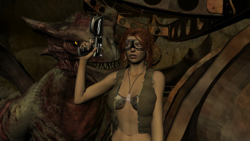 Картинка 3д+графика фракталы+ fractal фон взгляд девушка