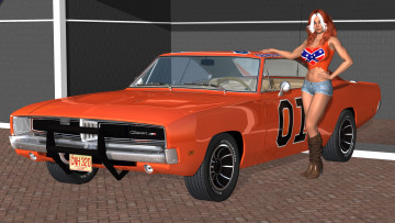 Картинка 3д+графика люди-авто мото+ people-+car+ +moto фон взгляд девушка