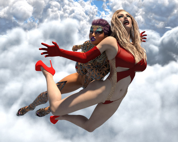 Обои картинки фото 3д графика, фантазия , fantasy, девушки, взгляд, фон