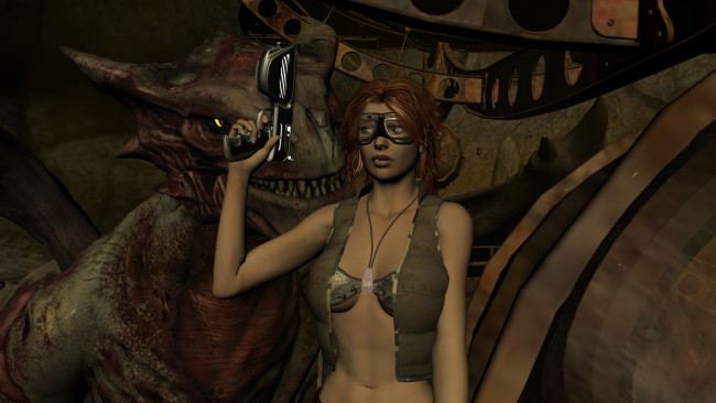 Обои картинки фото 3д графика, фракталы , fractal, фон, взгляд, девушка