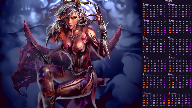 Обои картинки фото календари, фэнтези, сидеть, девушка