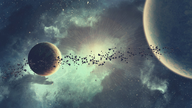 Обои картинки фото космос, арт, звезды, галактика, вселенная, планеты