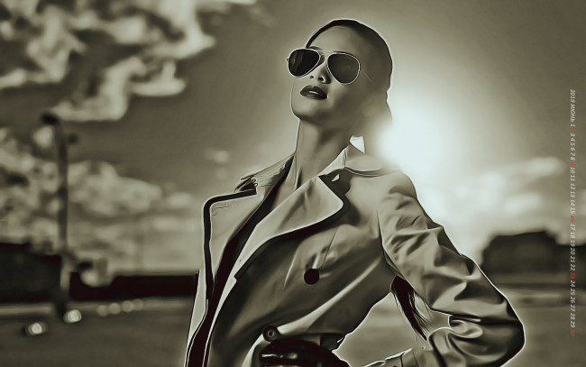 Обои картинки фото календари, компьютерный дизайн, девушка, очки