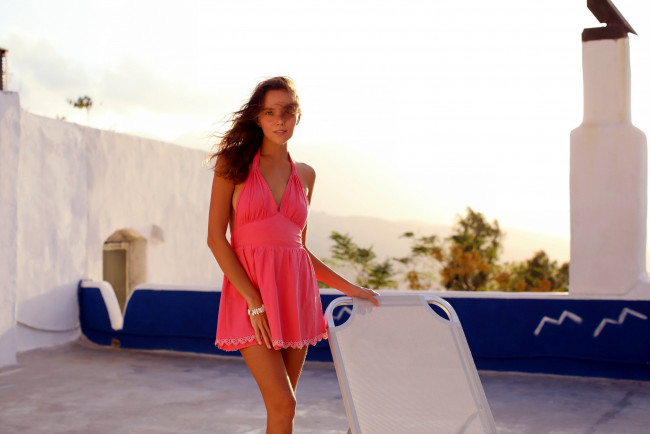 Обои картинки фото девушки, katya clover, платье