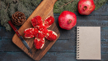 Картинка еда гранат шишка блокнот зерна