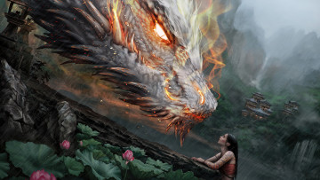 Картинка фэнтези красавицы+и+чудовища девушка дракон