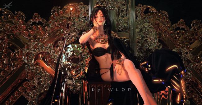 Обои картинки фото фэнтези, _ghost blade ,  призрачный клинок, девушка, трон