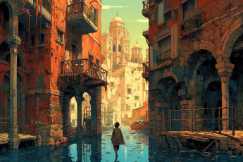 Картинка аниме город +улицы +интерьер +здания нейросети графика нейроарт ai art нейронные сети рисунки нейро искусство