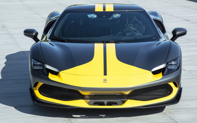 Обои картинки фото ferrari 296 gtb assetto fiorano, автомобили, ferrari, черный, полосы