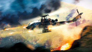 обоя видео игры, war thunder, вертолет, огонь, ракеты