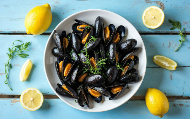 Обои картинки фото 3д графика, еда-, food, мидии