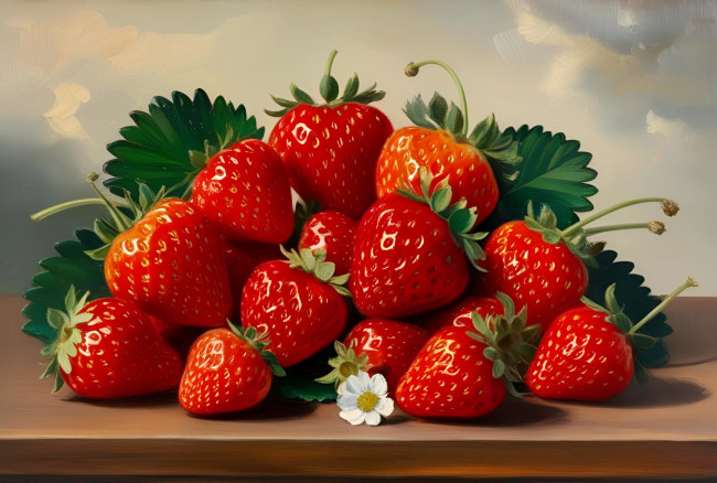 Обои картинки фото рисованное, еда, клубника