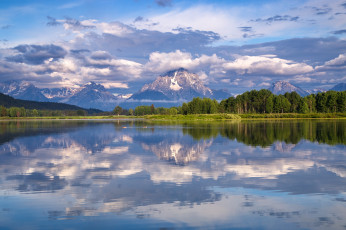 Картинка mount moran snake river grand teton national park природа реки озера облака гранд-титон река снейк wyoming гора моран