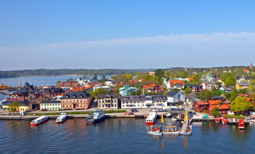 обоя швеция, vaxholm, города, улицы, площади, набережные, набережная, река, дома