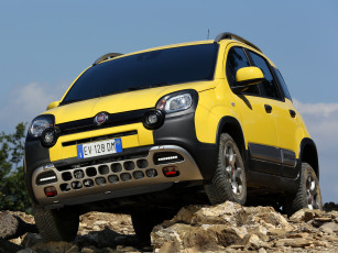 обоя автомобили, fiat, cross, 319, panda, 2014г, желтый
