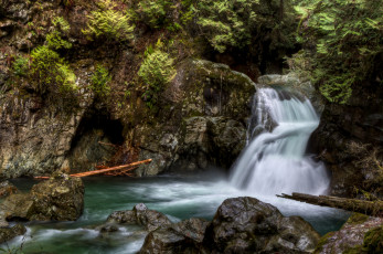Картинка природа водопады лес водопад река