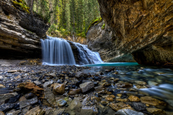 Картинка природа водопады река водопад лес