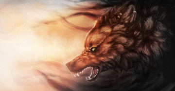 Картинка рисованные животные +волки волк