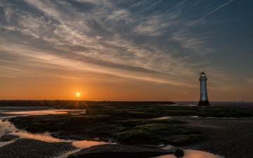 Картинка природа маяки отлив океан сумерки маяк