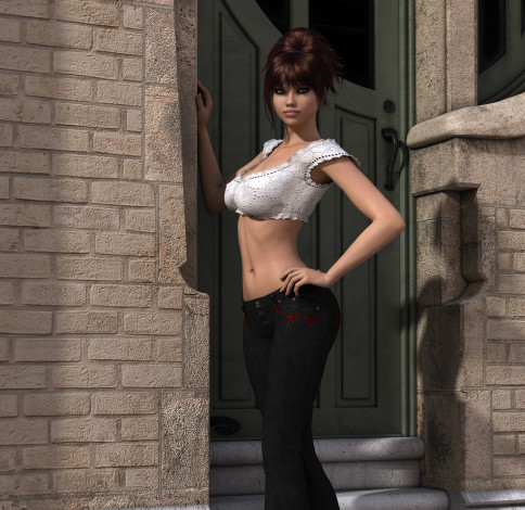 Обои картинки фото 3д графика, люди , people, взгляд, девушка