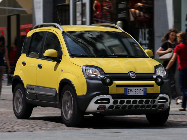 Обои картинки фото автомобили, fiat, 2014г, 319, cross, panda, желтый