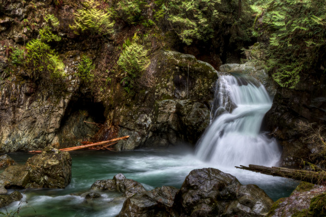 Обои картинки фото природа, водопады, лес, водопад, река