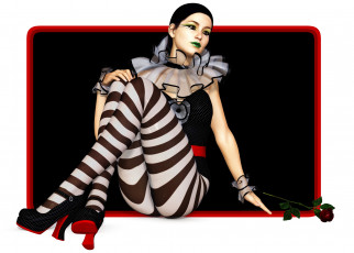 Картинка 3д+графика люди+ people роза фон взгляд девушка