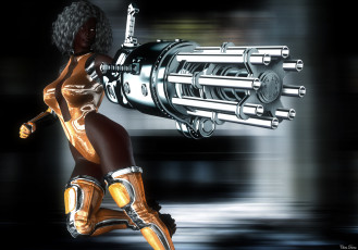 Картинка 3д+графика фантазия+ fantasy оружие фон девушка взгляд