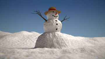 Картинка 3д+графика другое+ other снеговик