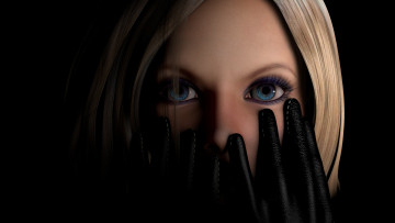 Картинка 3д+графика портрет+ portraits руки перчатки глаза фон девушка взгляд